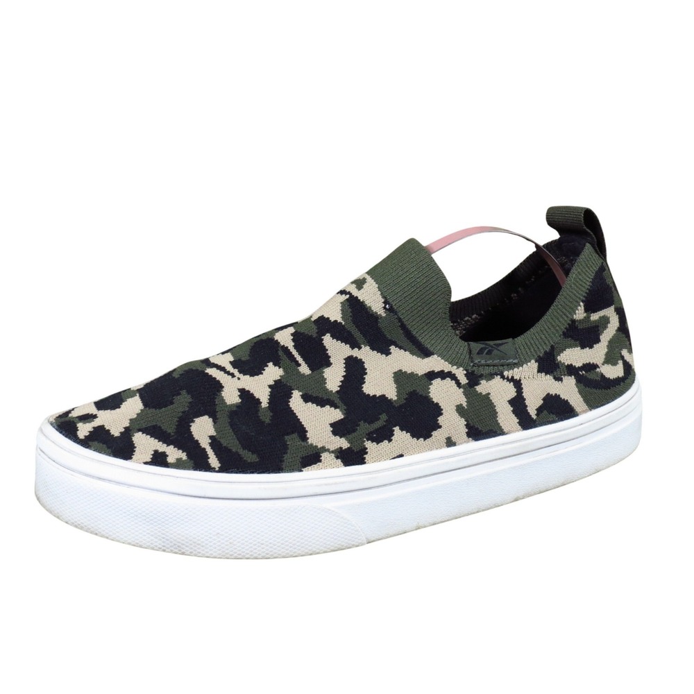 Reebok OnLux Womens Slip On Sneaker Size 8 Walking Camo Green‎ Knit Lifestyle